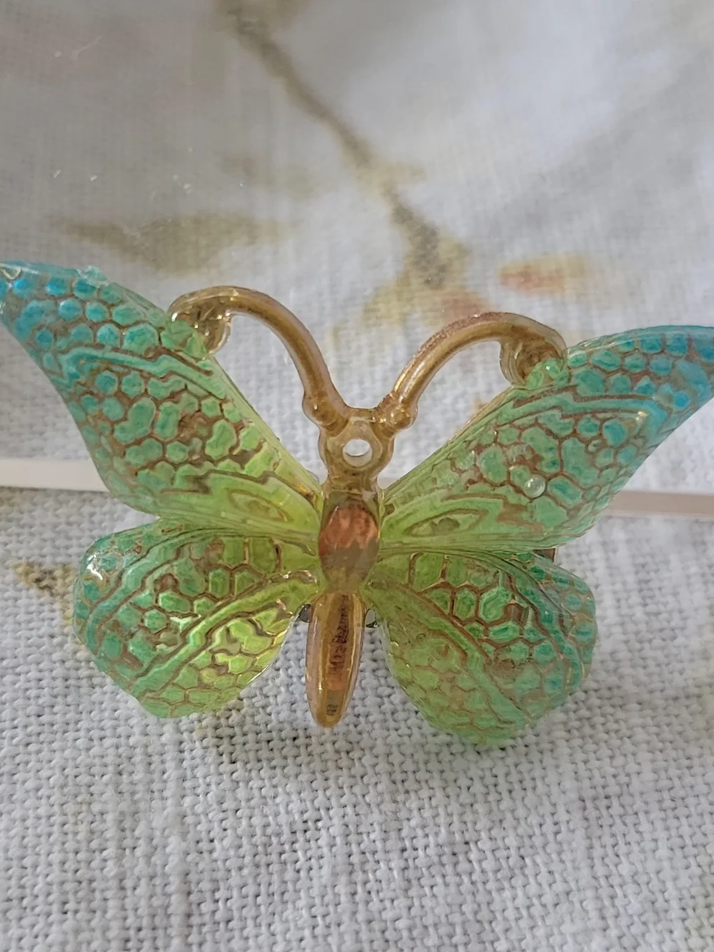 Green and Turquoise Butterfly Hair Clip